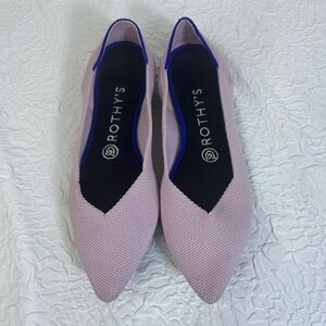 Rothy's Women's Light Pink Flats with Blue Trim